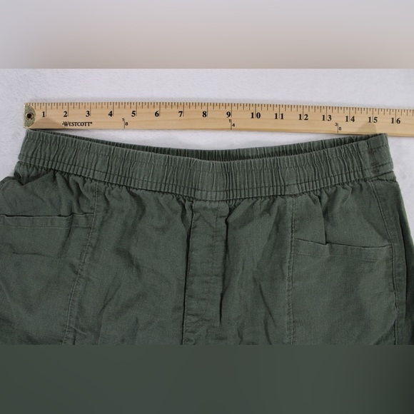 Old Navy High Rise Linen Viscose Womens Medium Army Green Shorts‎ Pockets - Picture 5 of 8